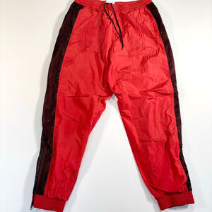 Urban Outfitters Mens XL Red Track Pants Mesh Zip Ankle Nylon Joggers